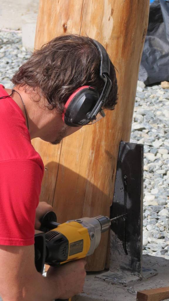 Pilot holes through the blade seconds before I snapped the bit.