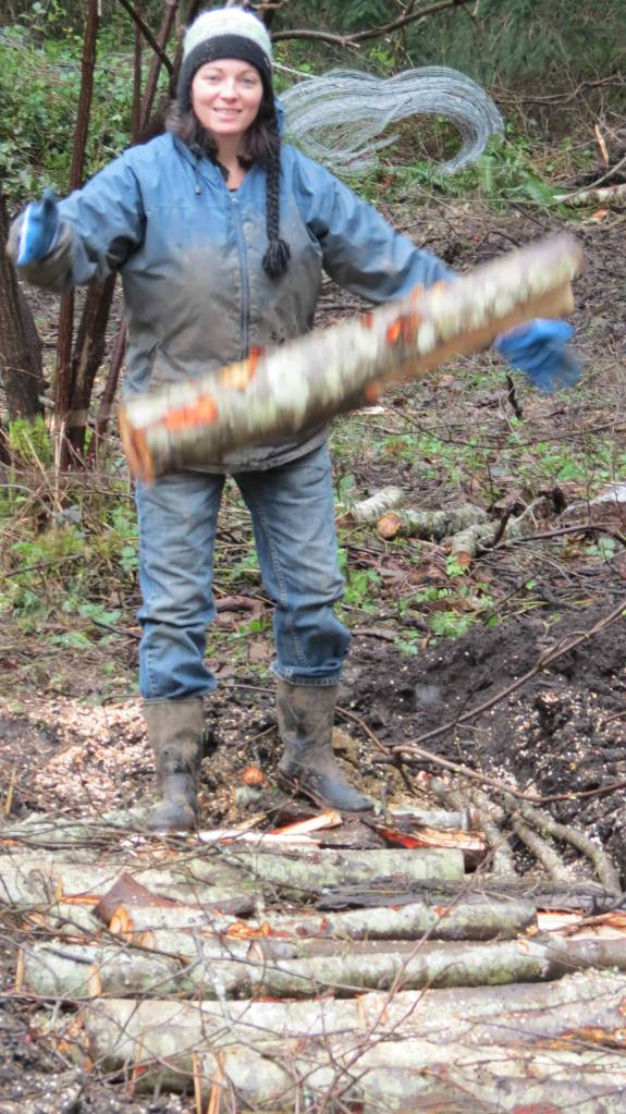 Karen buries the evidence...err builds a hugel bed