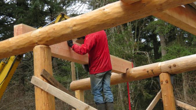 Popped onto the beams with John on the excavator